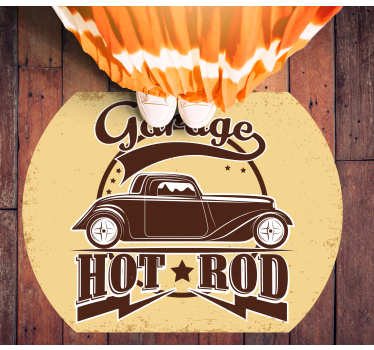 Tapis vinyle vintage hot rod de garage - TenStickers