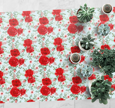 Tapis vinyle fleurs et plantes élégance florale rouge - TenStickers
