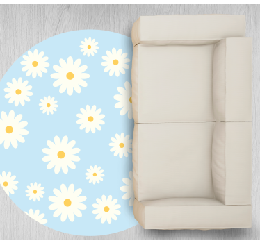 Tapis vinyle salon emblème floral de marguerite - TenStickers