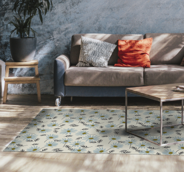 Tapis vinyle salon fraîcheur florale - TenStickers