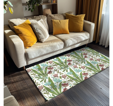 Tapis vinyle salon motif botanique floral - TenStickers