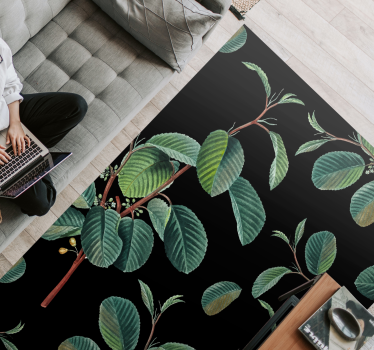 Tapis vinyle salon motif de feuillage vibrant - TenStickers