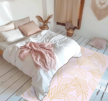 Tapis vinyle fleurs et plantes motif de feuilles effet doré - TenStickers