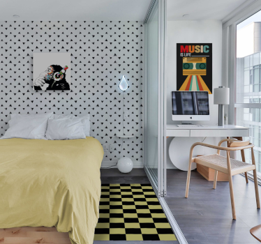 Tapis vinyle géométrique damier jaune et noir - TenStickers