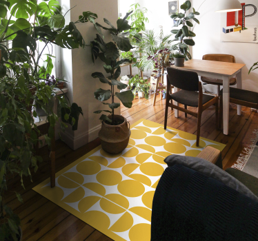Tapis vinyle géométrique demi-cercles jaunes - TenStickers