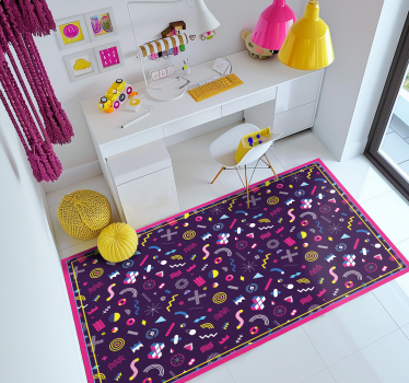 Tapis vinyle géométrique formes rétro et colorés - TenStickers