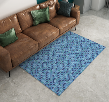 Tapis vinyle géométrique mosaïque bleu - TenStickers