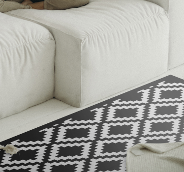 Tapis vinyle salon motif diamant monochrome - TenStickers