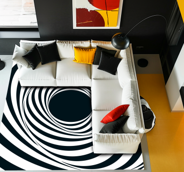 Tapis vinyle géométrique motif tourbillon noir et blanc - TenStickers