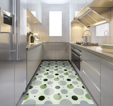 Tapis vinyle cuisine motifs circulaires verts - TenStickers