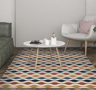 Tapis vinyle salon ondes de couleurs courbes - TenStickers
