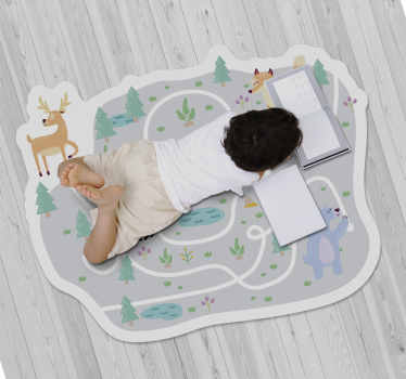 Tapis vinyle jeux chemin forestier ludique - TenStickers