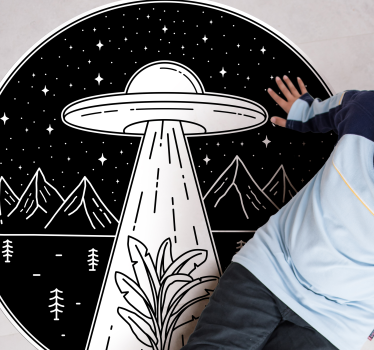 Tapis vinyle jeux scène d'enlèvement par des extraterrestres - TenStickers