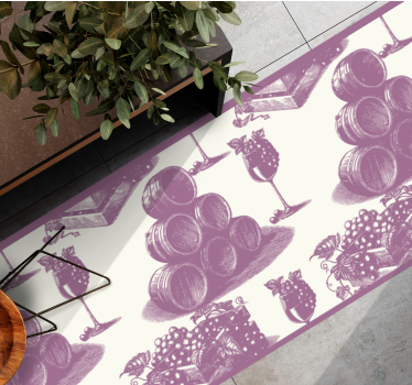 Tapis en vinyle jouy motif caves à vin - TenStickers