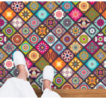 Tapis vinyle carreaux de ciment décoratif vibrant - TenStickers