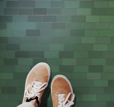 Tapis vinyle carreaux de ciment design vert texturé - TenStickers