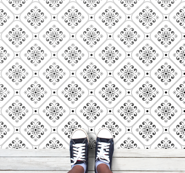 Tapis vinyle carreaux de ciment élégant noir et blanc - TenStickers