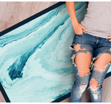 Tapis vinyle salon motif aqua tourbillonnant - TenStickers