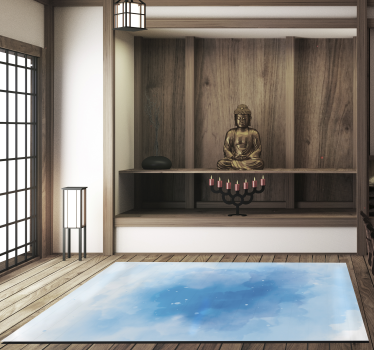 Tapis vinyle minimaliste effet aquarelle bleu - TenStickers