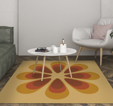 Tapis vinyle salon forme florale rétro - TenStickers