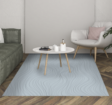 Tapis vinyle salon motifs bleus ondulés - TenStickers