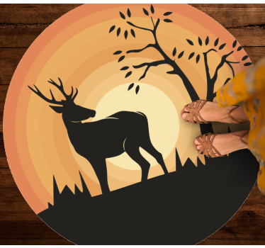 Tapis vinyle vintage silhouette de cerf sereine et rétro - TenStickers