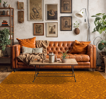 Tapis vinyle orange damassé vintage - TenStickers