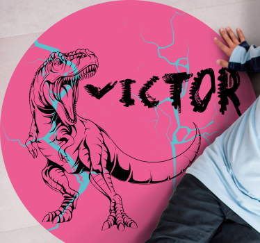 Tapis vinyle autres tapis t-rex rose avec nom - TenStickers