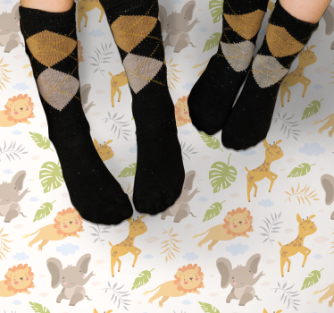 Tapis vinyle pour enfants adorables créatures de safari - TenStickers