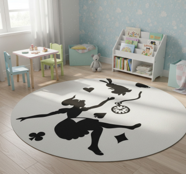 Tapis vinyle pour enfants alicia et le lapin blanc - TenStickers