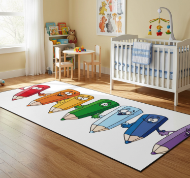 Tapis vinyle pour enfants crayons colorés joyeux - TenStickers