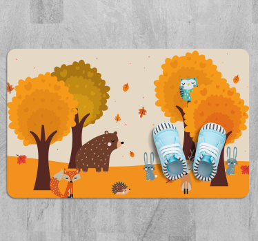 Tapis vinyle pour enfants amis de la forêt automnale - TenStickers