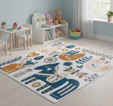 Tapis vinyle pour enfants animaux de la forêt nordique - TenStickers