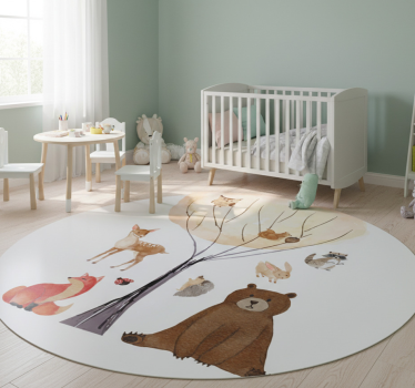 Tapis vinyle pour enfants animaux de la forêt et arbre - TenStickers