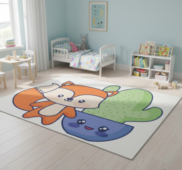 Tapis vinyle pour enfants animés cactus et renard - TenStickers