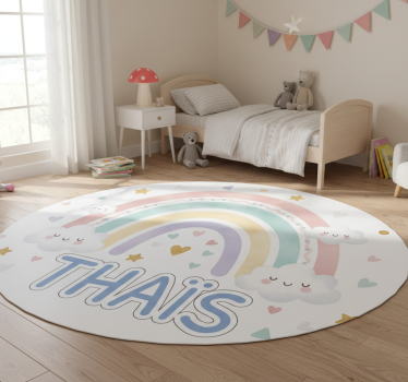 Tapis vinyle pour enfants arc-en-ciel avec nom - TenStickers