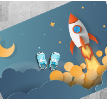Tapis vinyle étoile aventure de lancement de fusée - TenStickers