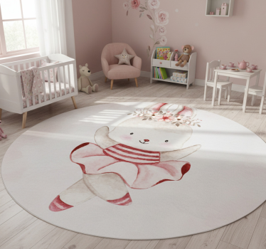 Tapis vinyle pour enfants ballerine lapin en roses - TenStickers