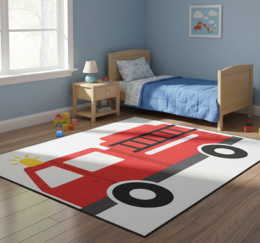 Tapis vinyle pour enfants camion de pompiers - TenStickers