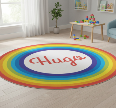 Tapis vinyle pour enfants cercle arc-en-ciel avec nom - TenStickers
