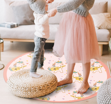 Tapis vinyle pour enfants cercle de danse de la licorne - TenStickers