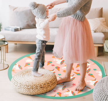 Tapis vinyle pour enfants cercle de motifs de licorne - TenStickers
