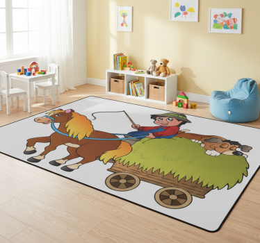Tapis vinyle pour enfants cheval à bascule avec chariot - TenStickers