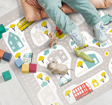 Tapis vinyle pour enfants circuit de jeu urbain - TenStickers