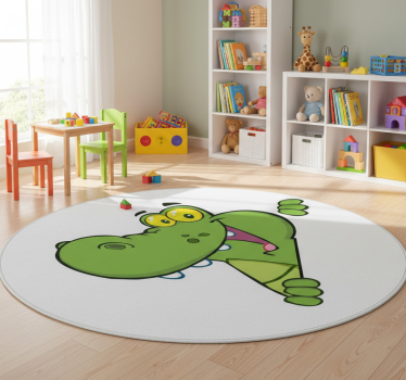 Tapis vinyle pour enfants crocodile vert joyeux - TenStickers