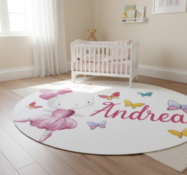 Tapis vinyle pour enfants danseuse entourée de papillons - TenStickers
