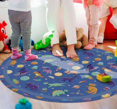 Tapis vinyle pour enfants dinosaure de l'espace rond - TenStickers