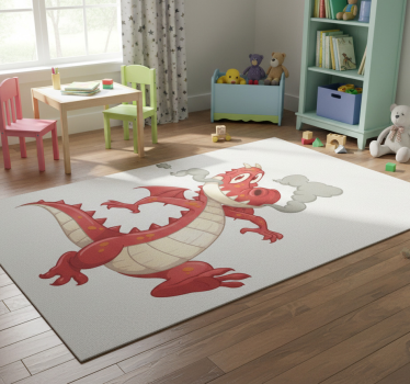 Tapis vinyle pour enfants dragon rouge - TenStickers