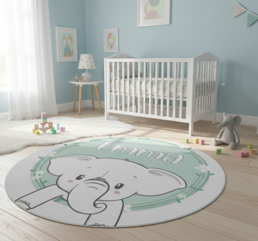 Tapis vinyle pour enfants éléphant avec prénom - TenStickers