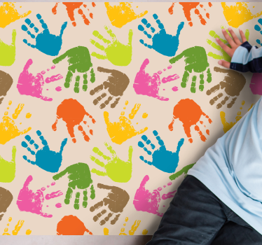 Tapis vinyle pour enfants empreintes de mains colorées - TenStickers